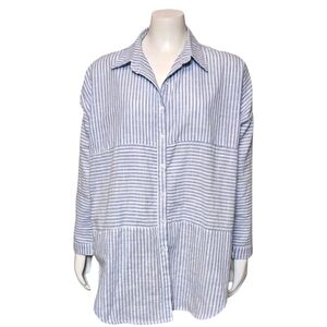 Striped Button-Front Women’s Shirt - Light Blue